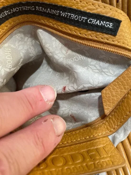 Bodhi wms handmade mustard leather large hobo shoulder bag 13'x13" SKU 10,014 - Picture 15 of 16